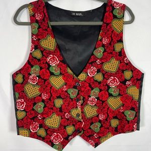 111 Main, Vintage Valentine Vest, No size tag, measures similar to a Large